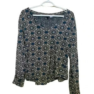 BDG  Medium Weight Long Sleeve Shirt w Stretch Green/Gray/Gold